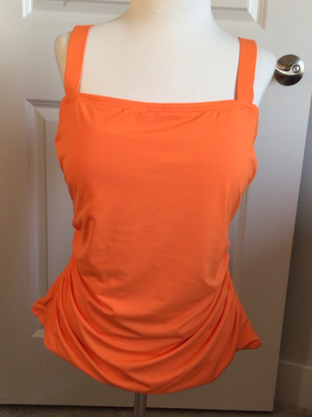 Carmen Marc Valvo Orange Square-Neck Tankini swim top